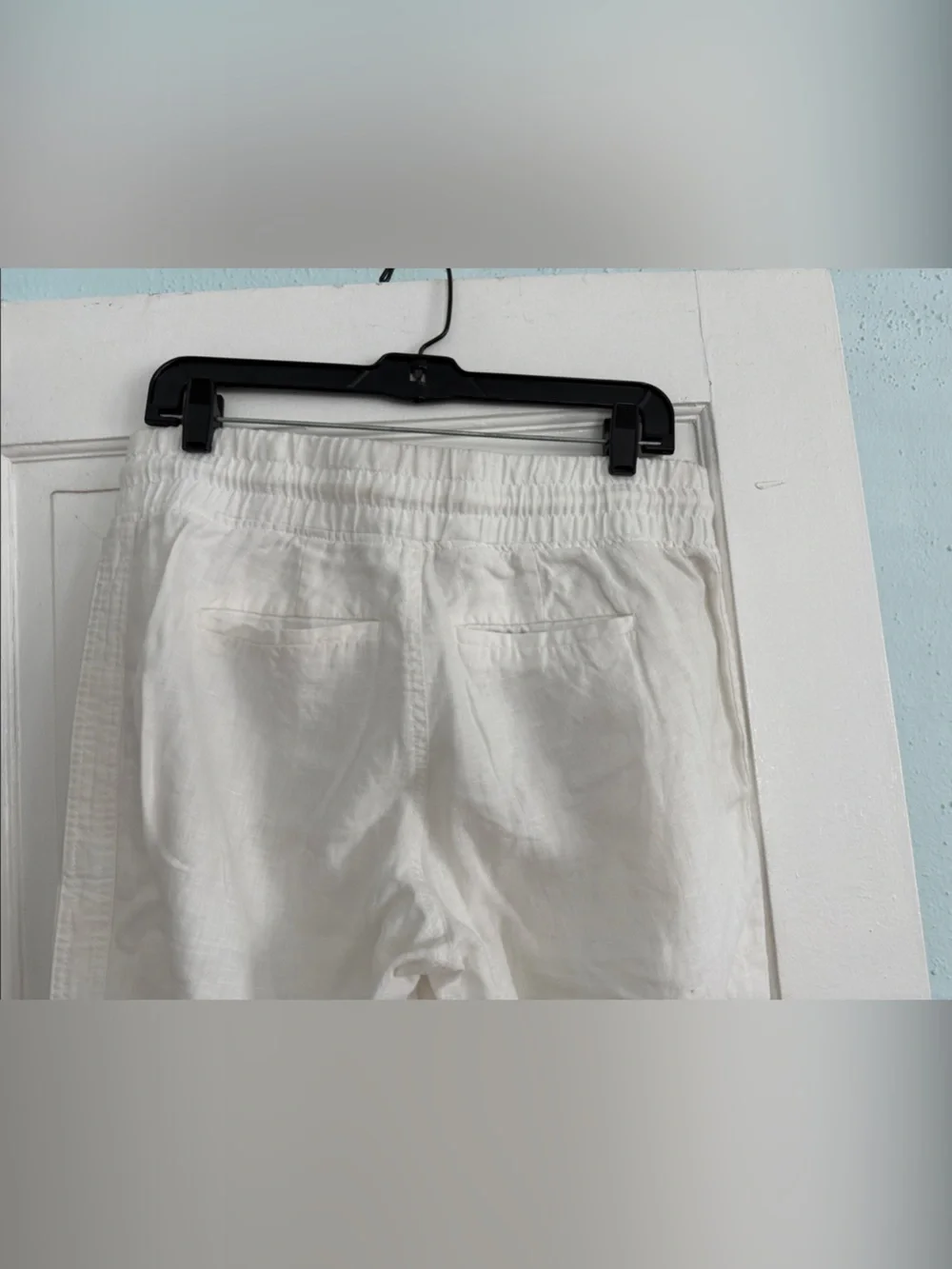 Women’s Athleta Cabo Linen Pants, Wide-Leg, Drawstring, White - Picture 4 of 5